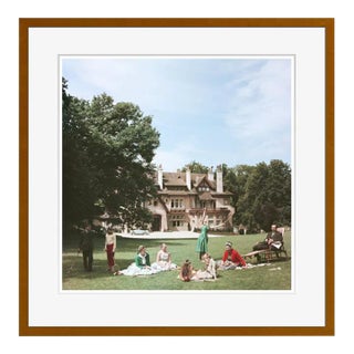 Contemporary French Stately Home 1956 by Slim Aarons Brown Framed C-Print For Sale