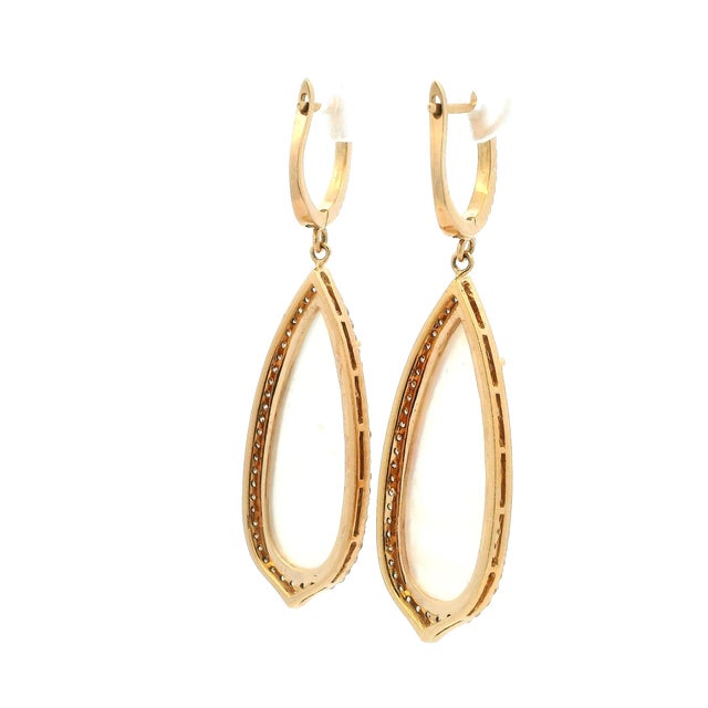 Italian 14k Rose Gold Mother-of-Pearl Diamond Drop Earrings, Pair For Sale In Miami - Image 6 of 10