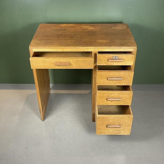 Art Deco Wooden Single Pedestal Desk For Sale - Image 6 of 12