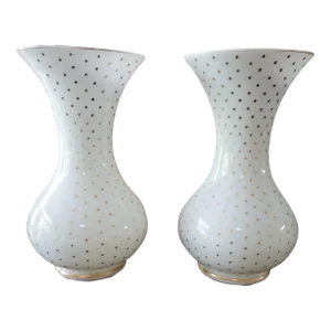 Antique Baccarat Style French Opaline Vases- a Pair