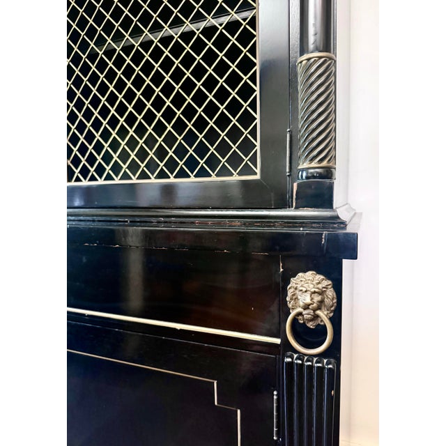 1940’s French Empire Neoclassical Ebonized Bookcase China Cabinet by Kittinger For Sale - Image 10 of 12