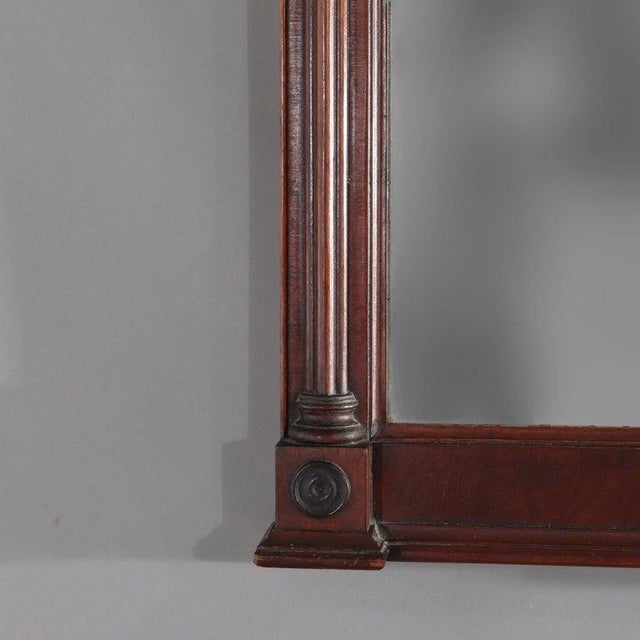 Antique Federal Mahogany Veneer Mirror With Englomise Landscape Panel C1830 For Sale - Image 4 of 8