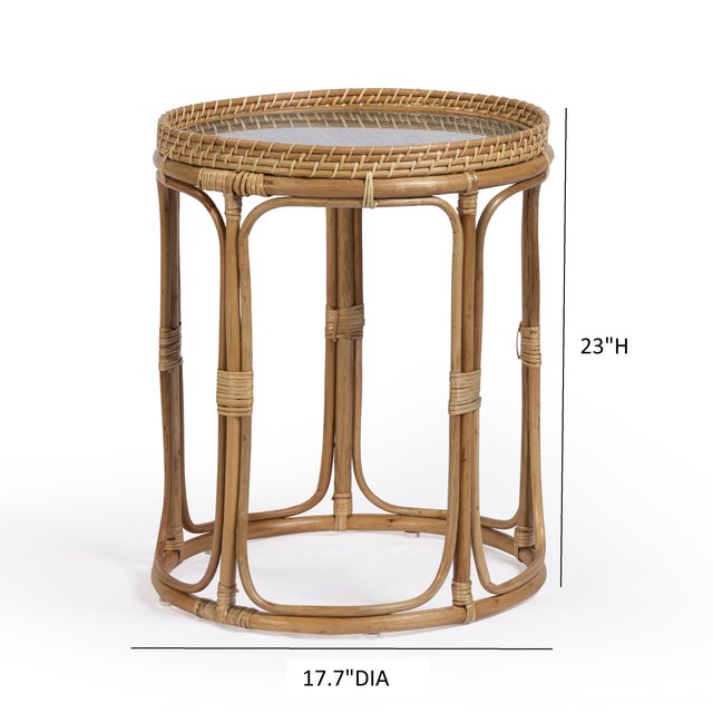 Wood Lindy Rattan Side Table For Sale - Image 7 of 7