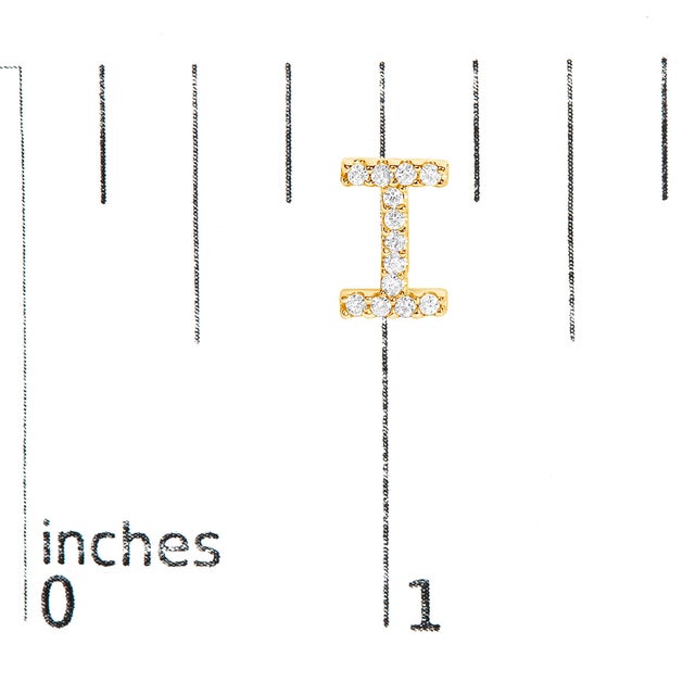 Early 21st Century 10K Yellow Gold 1/10 Cttw Diamond 'I' Initial Stud Earring For Sale - Image 5 of 5