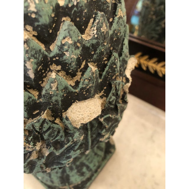 Vintage Pineapple Shaped Finial Sculptures -A Pair For Sale - Image 10 of 13