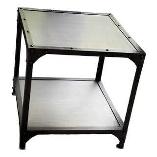 Restoration Hardware Style - Industrial Metal Square Side Table For Sale