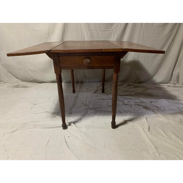 Farmhouse Antique Drop Leaf Table For Sale - Image 3 of 6