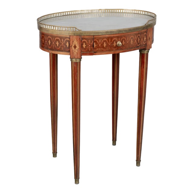 19th Century Louis XVI Style Oval Marquetry Gueridon Table For Sale