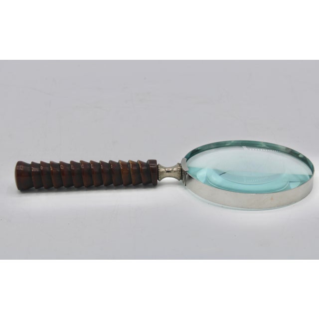 Wood Mid 20th Century English Carved Wooden Handle Magnifying Glass For Sale - Image 7 of 9