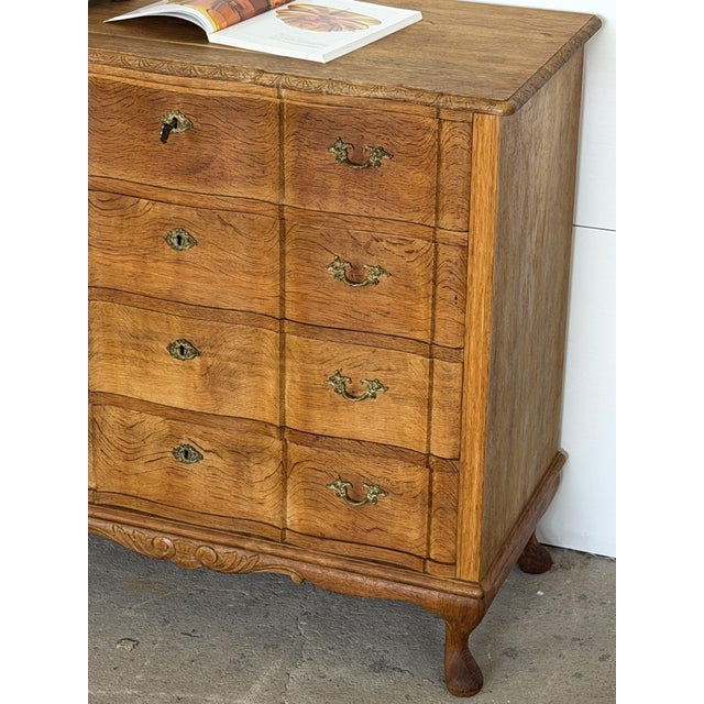 Wood Danish Rococo Oak Chest of Drawers with Cabriole Legs, 1950s For Sale - Image 7 of 13