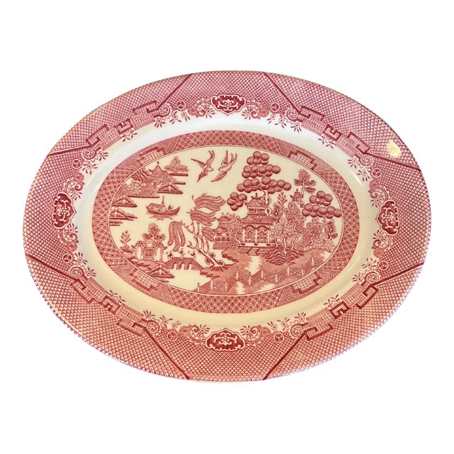 Late 20th Century Churchill Willow Rosa Pink and White Serving Dish, England For Sale
