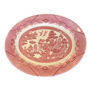 Late 20th Century Churchill Willow Rosa Pink and White Serving Dish, England