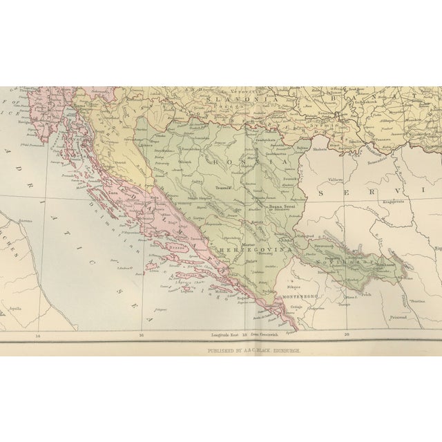 Antique Austria-Hungary Map from Bartholomew, 1884 For Sale - Image 4 of 10