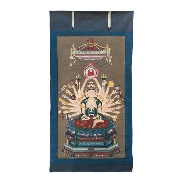 Large Chinese Canvas Art of 24 Arms Bodhisattva Kwan Yin Avalokitesvara For Sale - Image 11 of 11