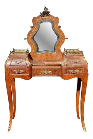 Louis XV Style Marquetry and Bronze Dressing Table