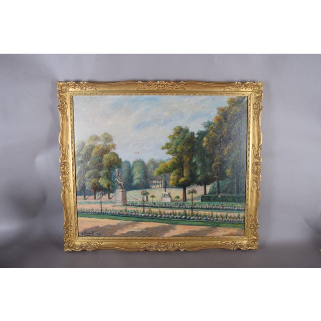 E. Robinef, French Park Landscape, Oil Painting, 1935 For Sale - Image 9 of 9