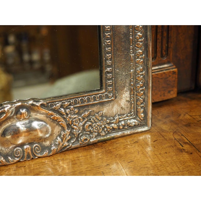Antique French Silvered Bronze Mirror With the Royal Coat of Arms Crest, C. 1900 For Sale - Image 12 of 15