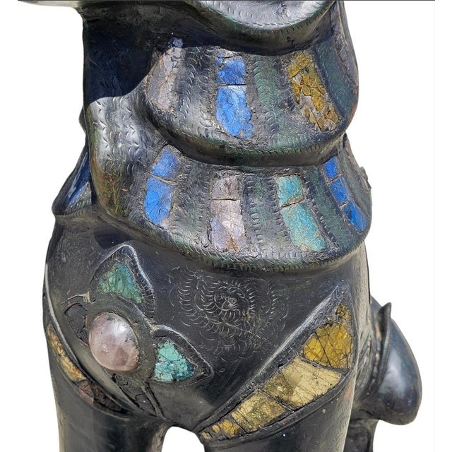 1950s Large Jeweled Burmese Bronze Chinthe Guardian Lion Foo Dogs, 2 Pieces For Sale In Los Angeles - Image 6 of 17