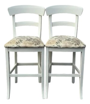 Pair of Pottery Barn Farmhouse Painted Barstools - Made in Italy