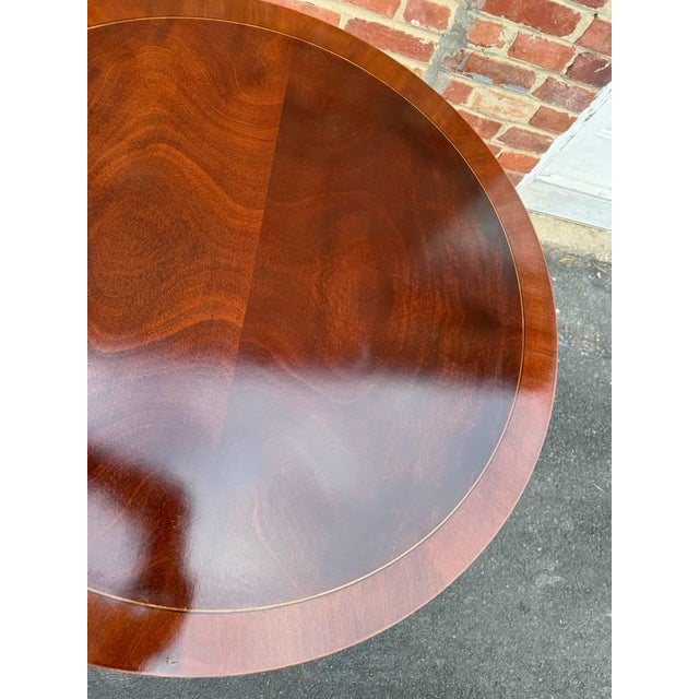 Late 20th Century Baker Furniture Federal Style Inlaid Mahogany Two-Drawer Pedestal Base Drum Table Side Table For Sale In Washington DC - Image 6 of 17