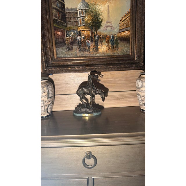 1980s Bronze ‘End of the Trail’ Sculpture, Styled After Fraser.” For Sale In Houston - Image 6 of 12