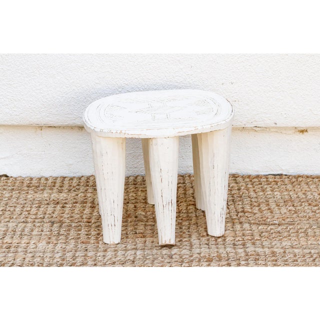 Tribal Aged Pearl White Nupe Stool For Sale - Image 3 of 7