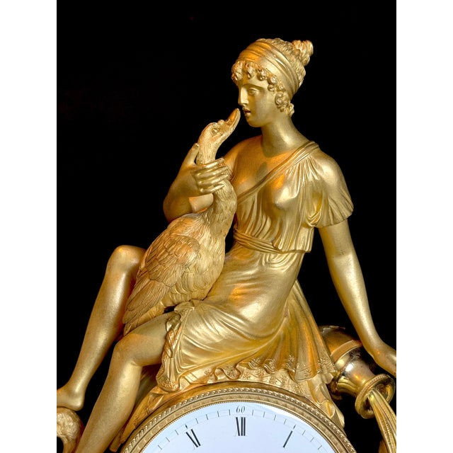 Metal 1800 French Empire Ormolu Bronze Gold Diana Goddess Clock For Sale - Image 7 of 18