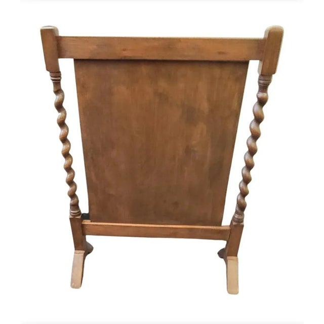 1930s Jacobean Style Barley Twist Oak Fireplace Screen and Fender Set- 2 Pieces For Sale - Image 9 of 10