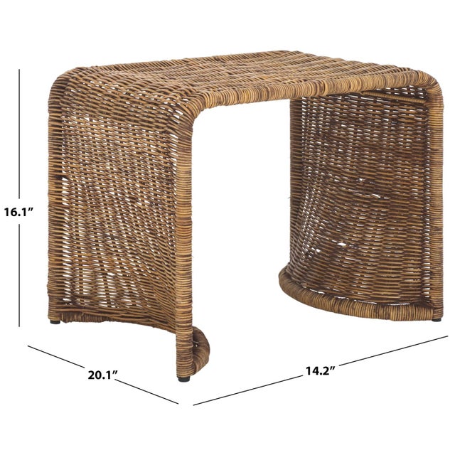 Contemporary Zendy Wicker Rattan Waterfall Accent Table in Honey Brown Wash For Sale - Image 3 of 8