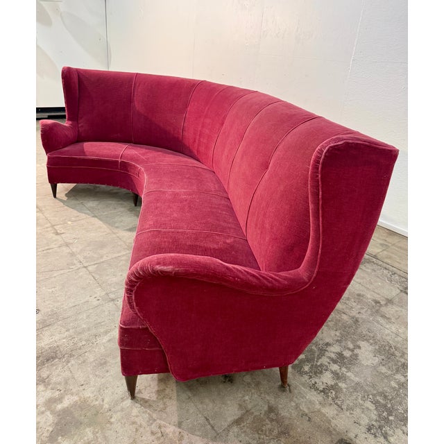 Textile Curved Sofa, Attributed to Ico Parisi, Italy, 1950s For Sale - Image 7 of 9