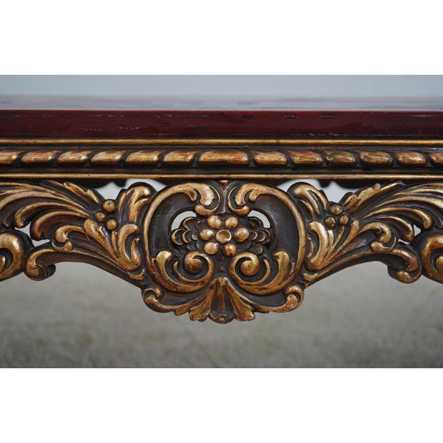 Vintage Red & Gold Lacquered Chinoiserie Style Coffee Table For Sale - Image 11 of 12