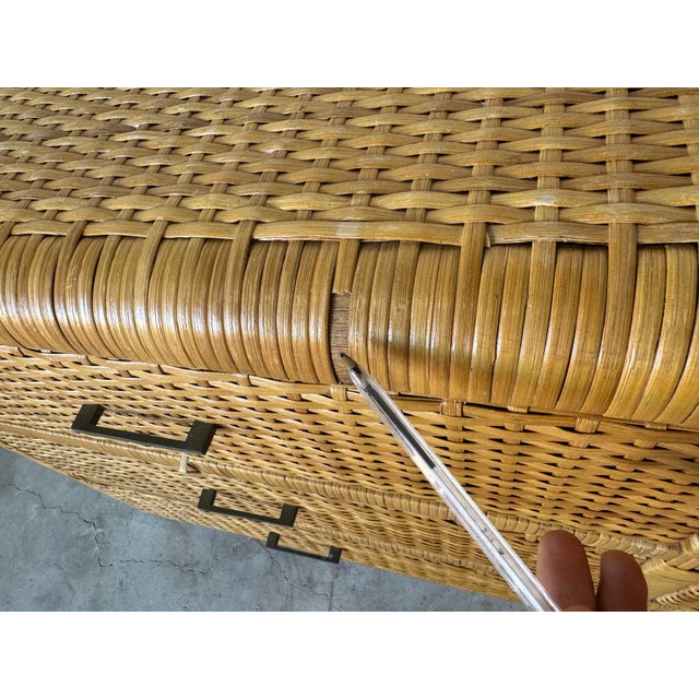 Vintage Coastal Wrapped Rattan Six-Drawer Dresser With Brass Handles For Sale - Image 12 of 12