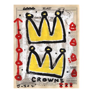 Two Kings Walk in - Original Pop Street Art Acrylic Painting on Newspaper by Gary John For Sale