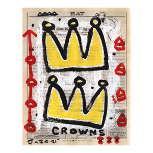 Two Kings Walk in - Original Pop Street Art Acrylic Painting on Newspaper by Gary John
