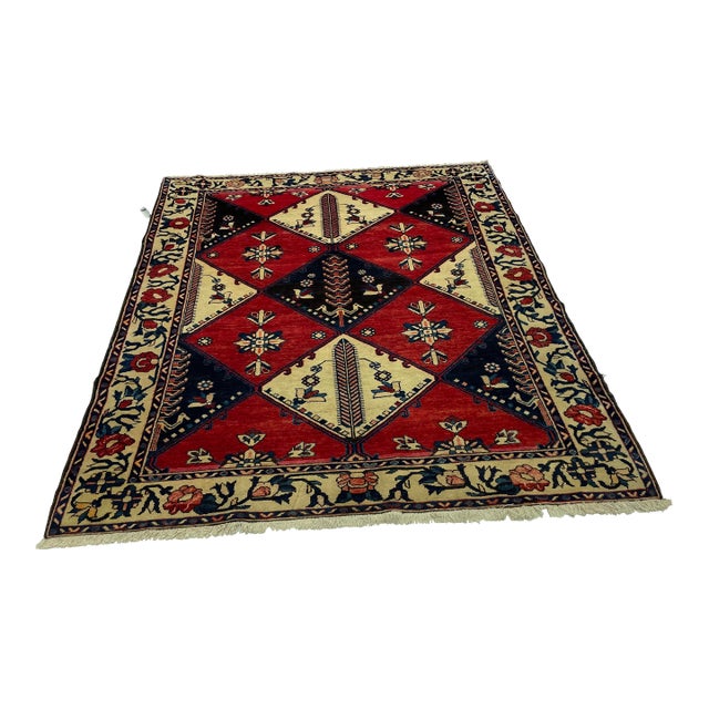 1990s Old Persian Bakhtiari Area Rug 5'6" X 6'9" For Sale