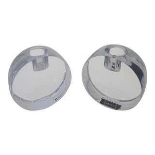 Late 20th Century Mikasa Platinum Series Crystal Prism Candle Holders- a Pair For Sale
