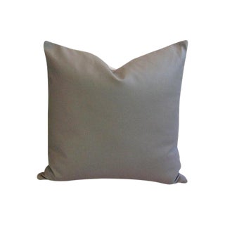 Custom Tailored Italian Slate Gray Leather Feather/Down Pillow 20" Square For Sale