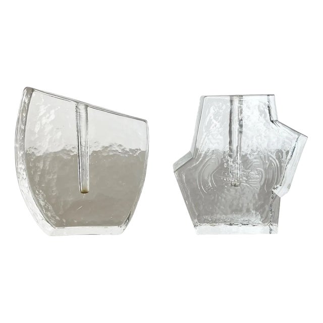 Brutalist German Rock Glass Vases attributed to Peill and Putzler, 1970s, Set of 2 For Sale