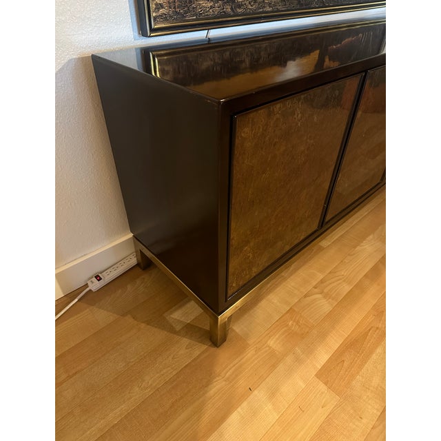 Wood Mid 20th Century John Widdicomb Acid-Washed Bronze Four-Door Credenza With Brass Base For Sale - Image 7 of 17