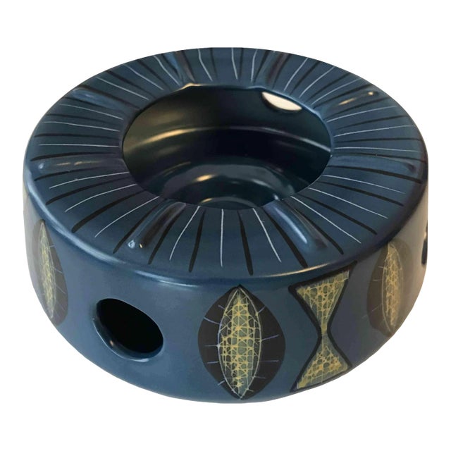 Vintage 1950s Retro Mid-Century Atomic Modern Ceramic Ashtray, Signed For Sale