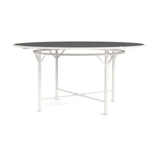 Brown Jordan Venetian 60" Round Dining Table - Glass Umbrella Top in Chalk For Sale