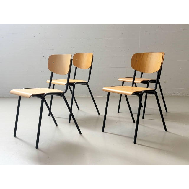 Stackable Studio Chair with Black Lacquered Steel Frame, 1990s For Sale - Image 13 of 17