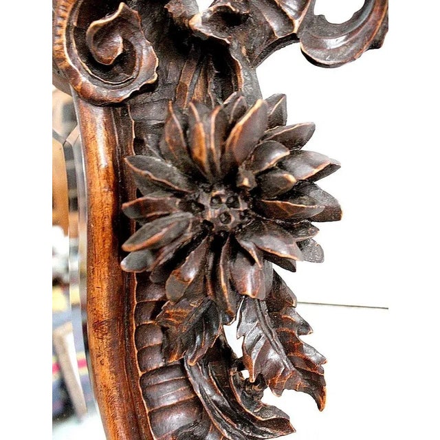 Antique Louis XV Style Solid Walnut Rocaille Mirror, 1900s For Sale - Image 11 of 18