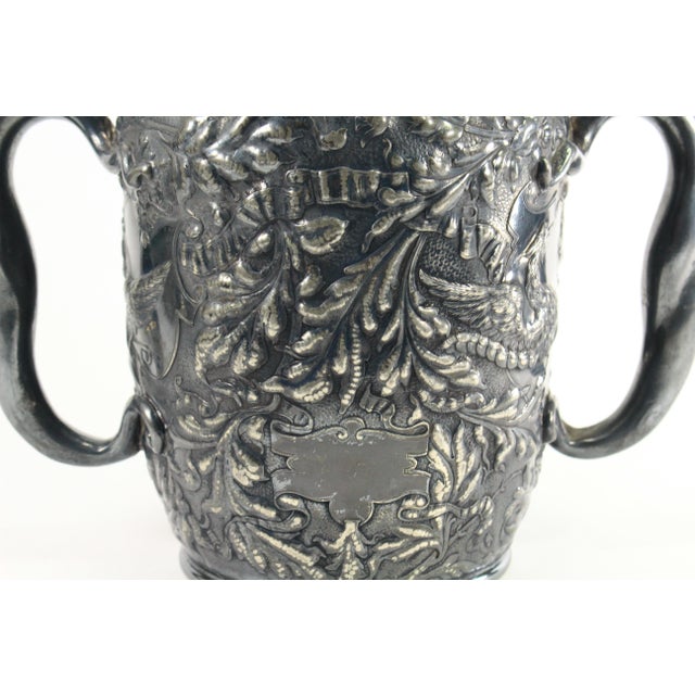 Silver 1800's Rare Reed & Barton Silvered Embossed Trophy Urn Vase Fenix Bird, Blank For Sale - Image 8 of 18