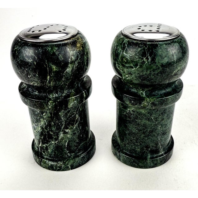 Mediterranean Heavy Stone or Granite Salt and Pepper Shaker Set For Sale - Image 3 of 7