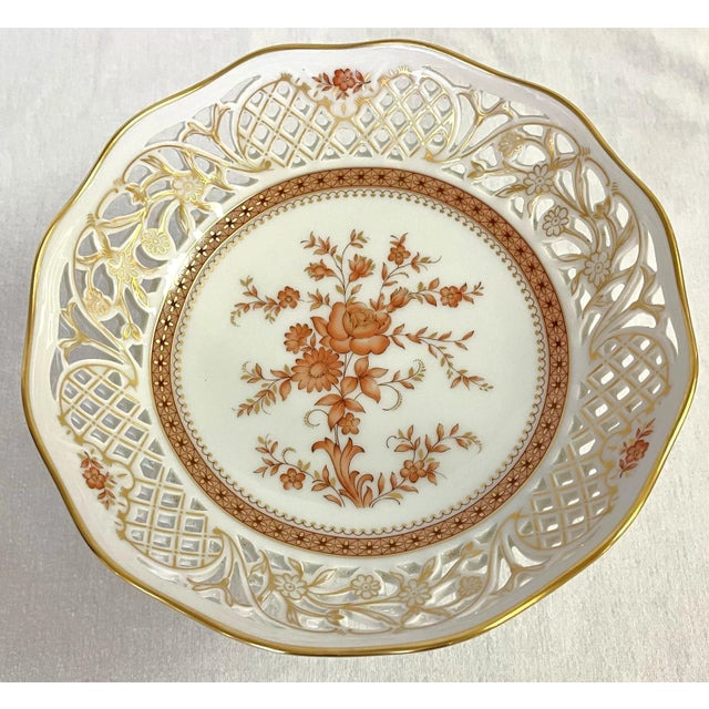 Mid 20th Century Vintage Bavaria Schumann Arzberg Germany Reticulated Porcelain Compote Dish For Sale - Image 5 of 13