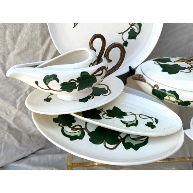 Ceramic Vintage "Ivy" Print Serving Set of 12 For Sale - Image 7 of 12