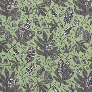 SAMPLE - Schumacher x Marian Mcevoy Polka Dot Jungle Fabric In Black & Green For Sale