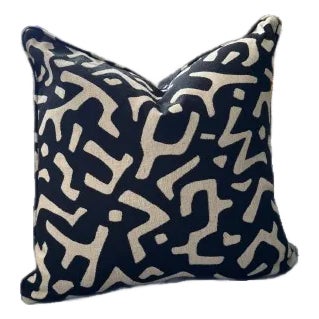 Set of 2 Custom Designer Pillow Covers in Black & Tan Abstract Pattern For Sale