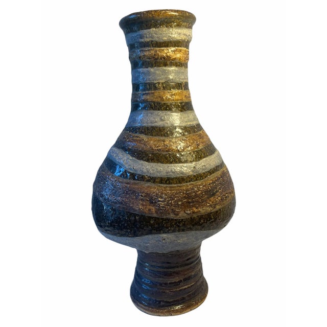 Vintage Artisan Mid Century Ceramic American Pottery Vase For Sale - Image 4 of 12